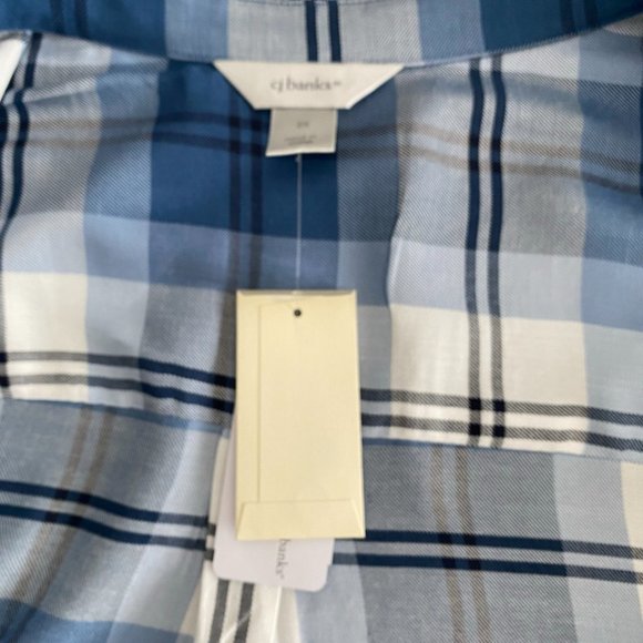CJ Banks- Plaid Blue Long Sleeve Button Down, Size 2X - Picture 9 of 11
